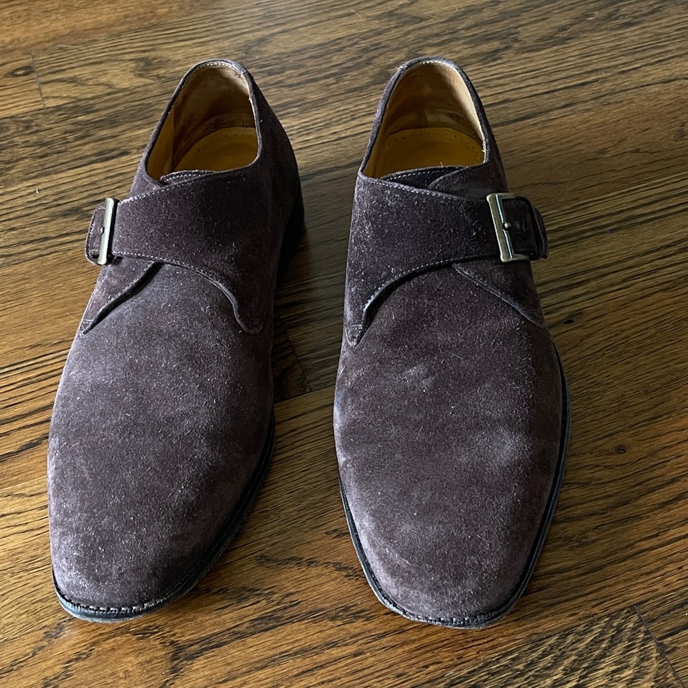 Cole Haan N Air Suede Monk Strap Loafer Brown Men's sz 10.5